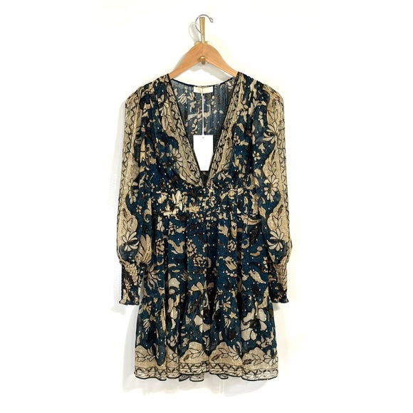 NWT Ulla Johnson Mini Silk Long-Sleeve Floral Rosetta Dress - Picture 2 of 8